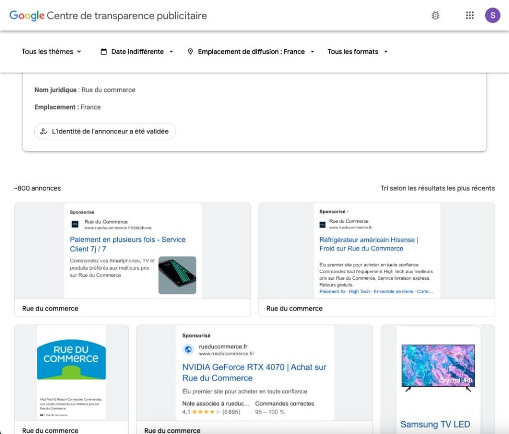 Ads transparency de Google Ads